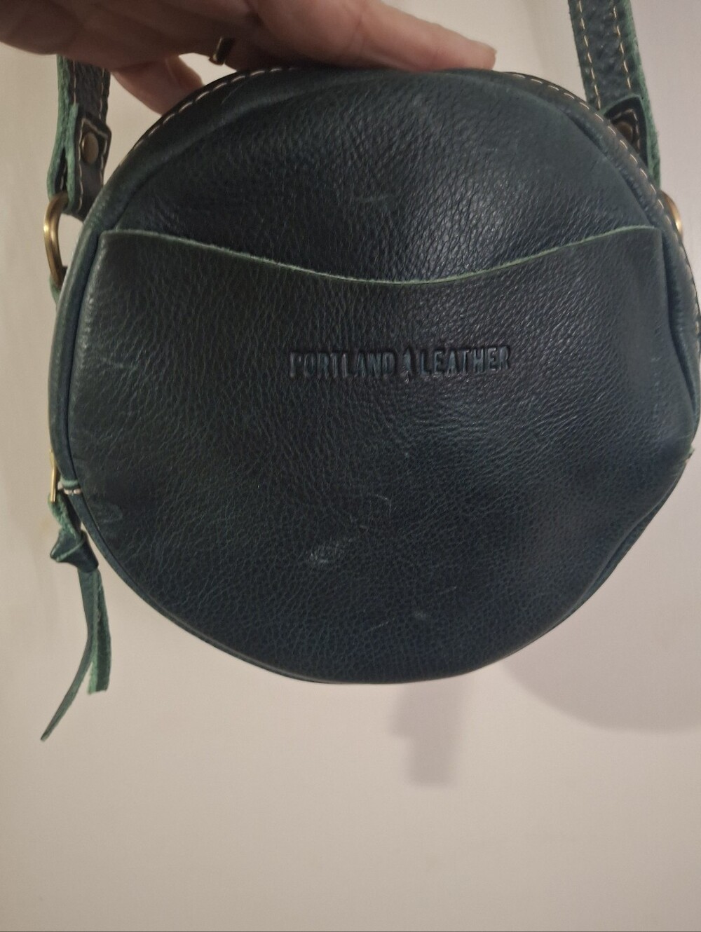 Portland Leather Canteen Teal Round Crossbody Bag